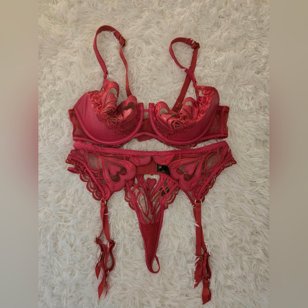 Honey Birdette Red Heart Set 38D